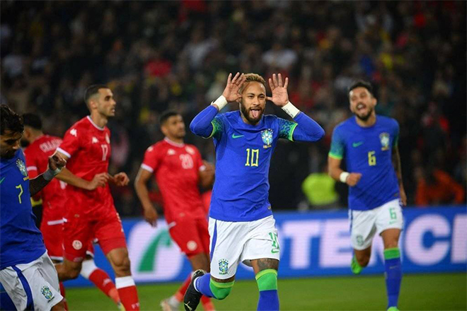 Neymar disparó a Rafinha 2 tiros y 1 pase, Brasil 5-1 Túnez